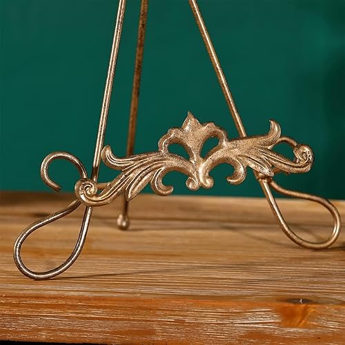 Miniatura 4 de Wenbery Soporte de caballete de flor de Lis de 13.8 pulgadas de alto, soporte de metal para libros, soporte de exhibición para platos, soporte para