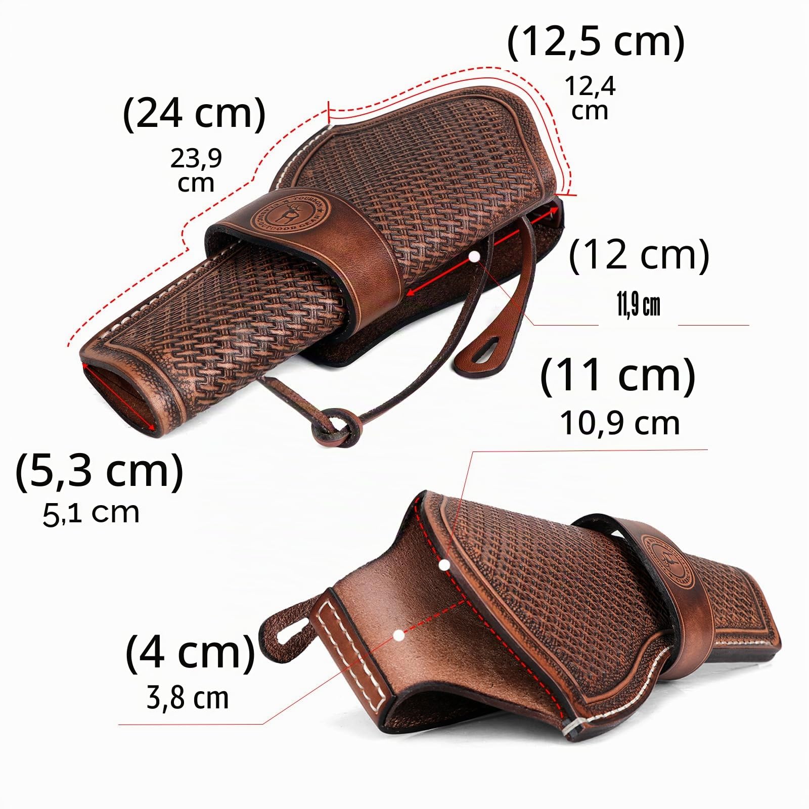 TOURBON - Funda de piel auténtica para pistola de vaquero occidental, funda para cinturón, revólver, bolsa de transporte para pistola
