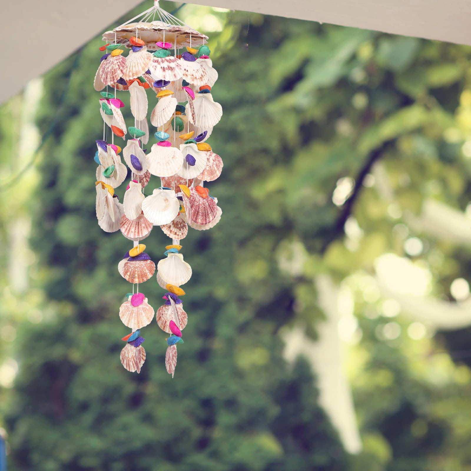 Outanaya Windspiel mit Süßem Elegantem Klang Klarem und Einfachem Design Muschel für Dekoratives Windspiel aus Natürlicher Seemuschel Balkon Garten
