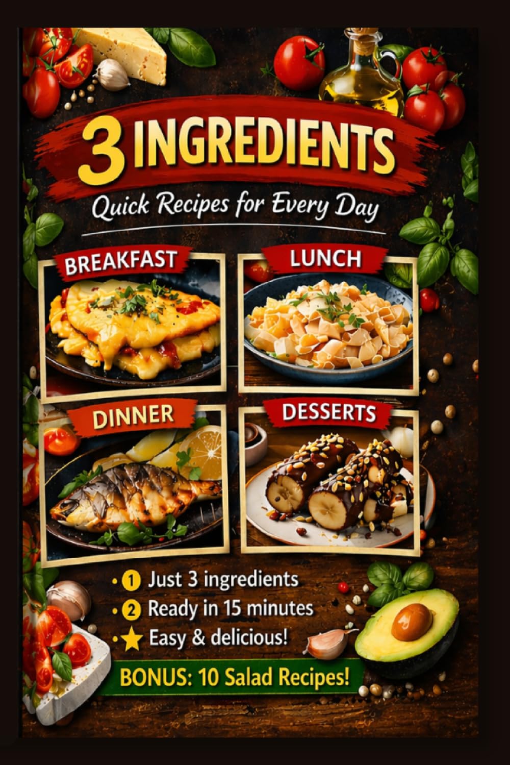 3 Ingredients: Quick & Delicious Recipes for Every Day: Quick & Easy Meals with Only 3 Ingredients – Fast Recipes for Busy People, Beginners & Everyday Cooking