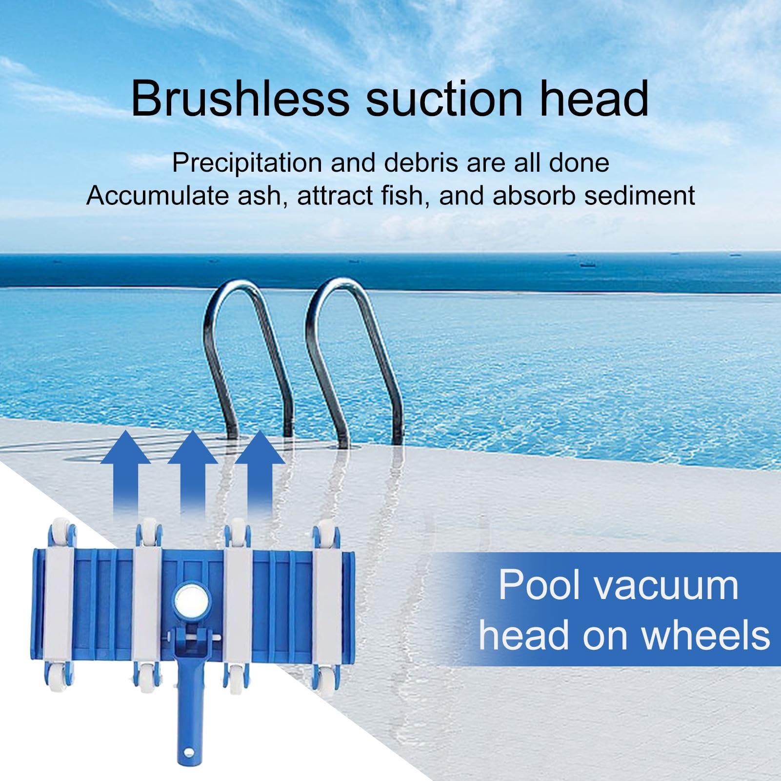 Cabezal de vacío, herramienta de mantenimiento de aguas termales, función de limpieza flexible, detalle de material ABS resistente, cabezal de vacío con ruedas, accesorio de piscina para limpieza del
