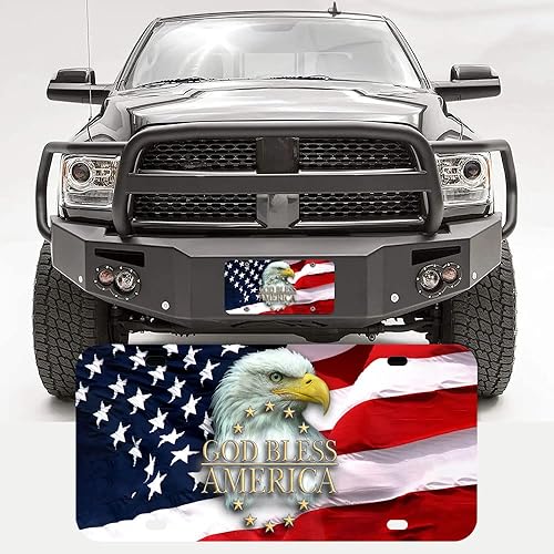 Miniatura 6 de American Eagle - Placa patriótica para automóvil con 4 agujeros, placa de metal para automóvil, placa de aluminio novedosa, 6 x 12 pulgadas