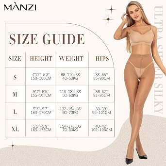 MANZI 3 Pairs Women's Ultra Sheer Tights Silky High Waist Pantyhose,20D