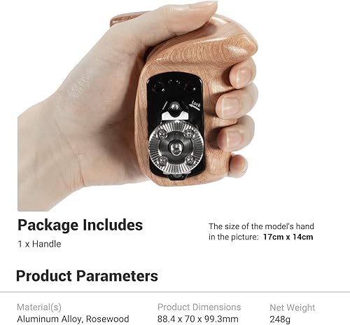 Miniatura 7 de SMALLRIG 1891 - Agarradera de madera para lateral izquierdo con roseta para equipo de soporte de hombro para cámara (mano izquierda)