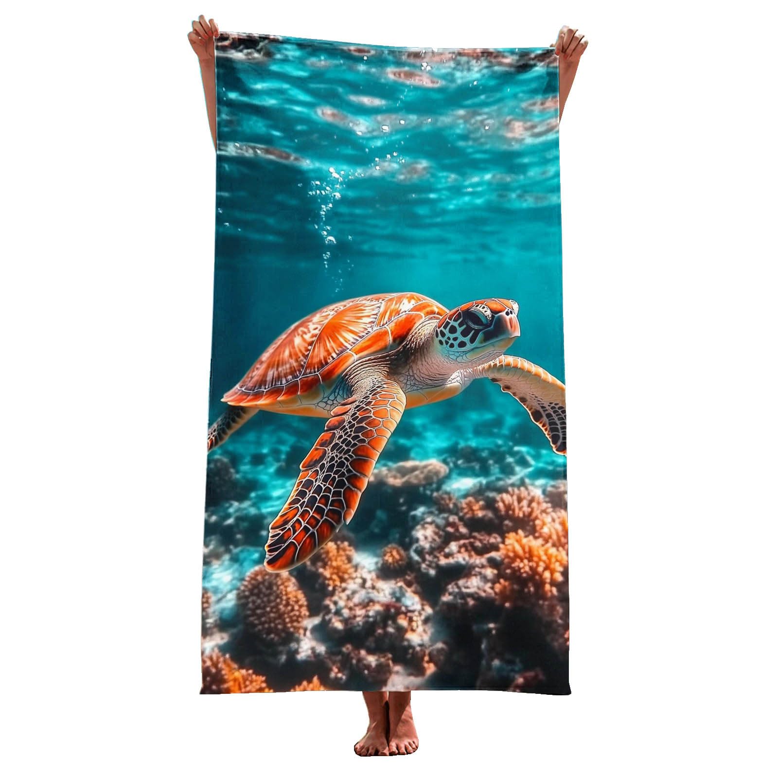 YBEBEWE Beach Towel Ocean Series Microfiber Blanket Ultra Soft Absorbent Multi-Use Throw Shawl Travel Wrap Quick Dry Marine Design for Summer Home Outdoor Adventures 150x75cm (09-Multicolour)