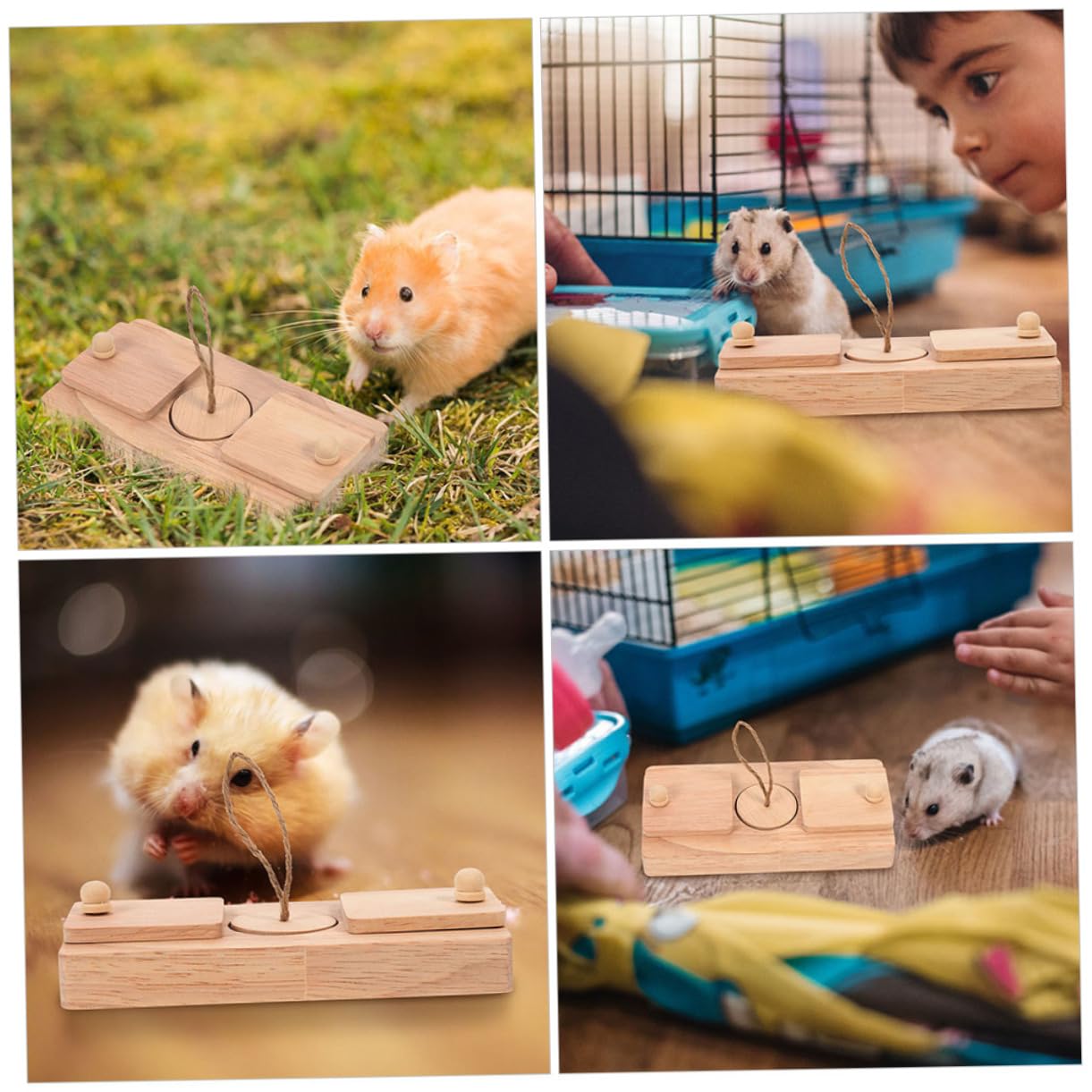 FOMIYES Jouet pour Hamster à Friandises, Lot de 2 en Bois pour Exploration