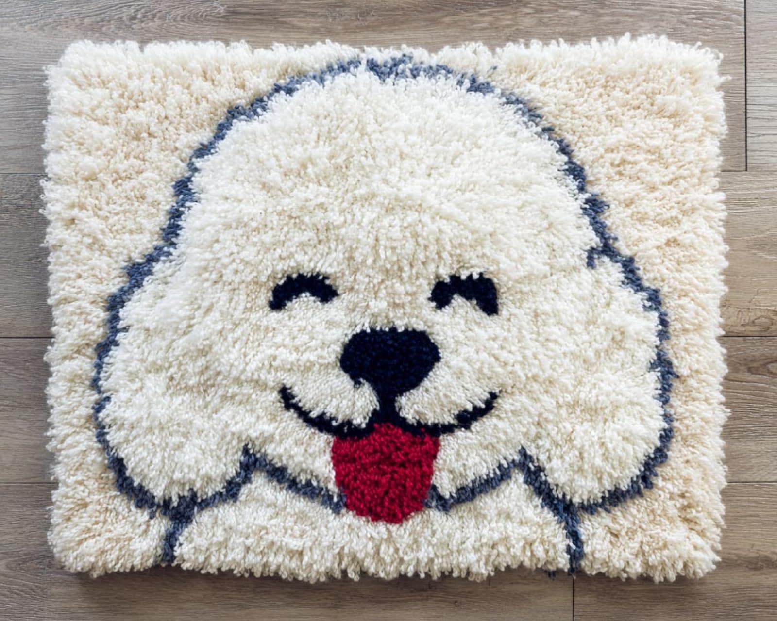 Wallphantom Latch Hook Kits for Kids and Adults,Happy Poodle,DIY Latch Hook Rug Making Kit,Carpet Making Crochet Kits Needlework Crafts for Home Decor,80x115cm