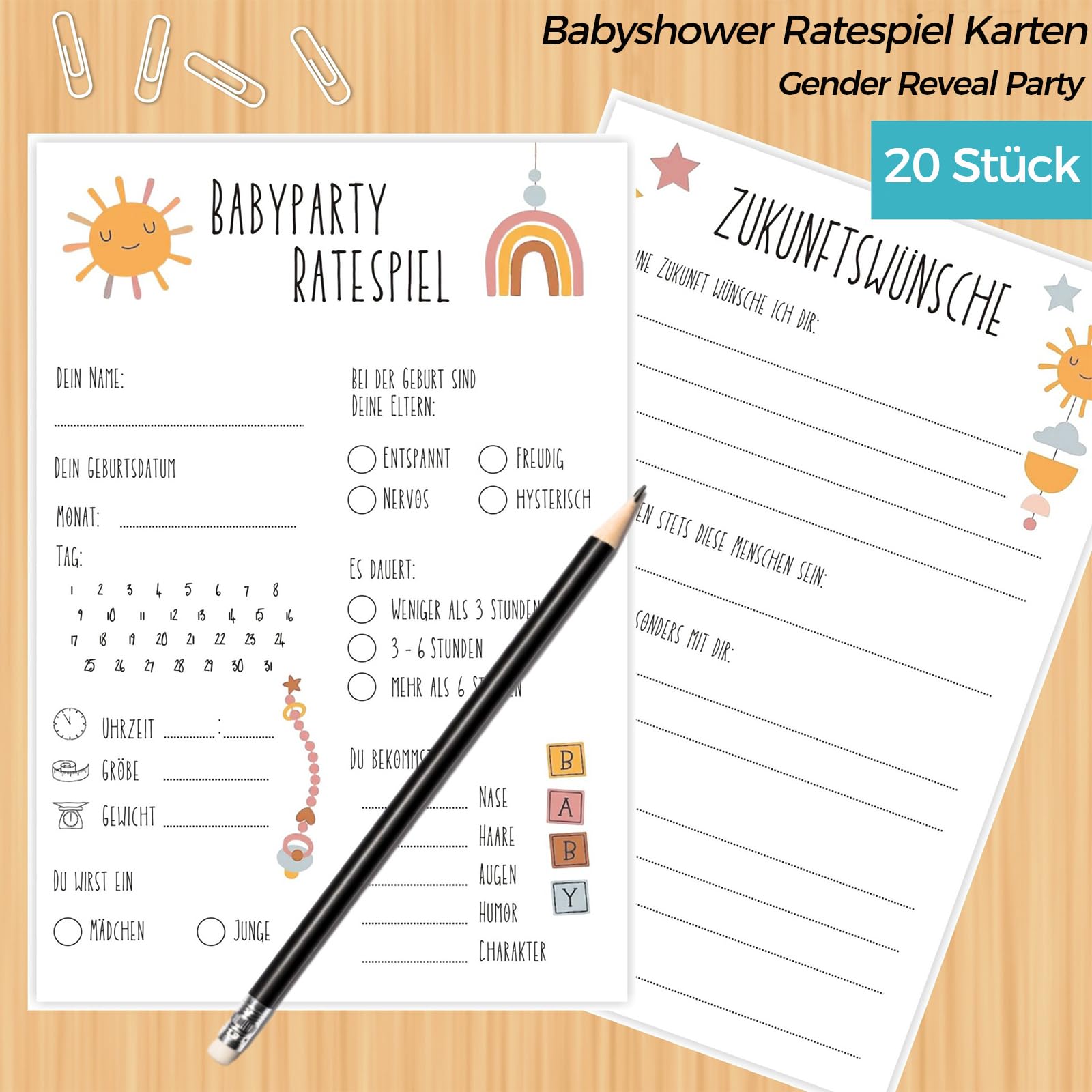 Oh Baby BSG601 - Babyshower invulkaarten (20 stuks) - Babykaarten