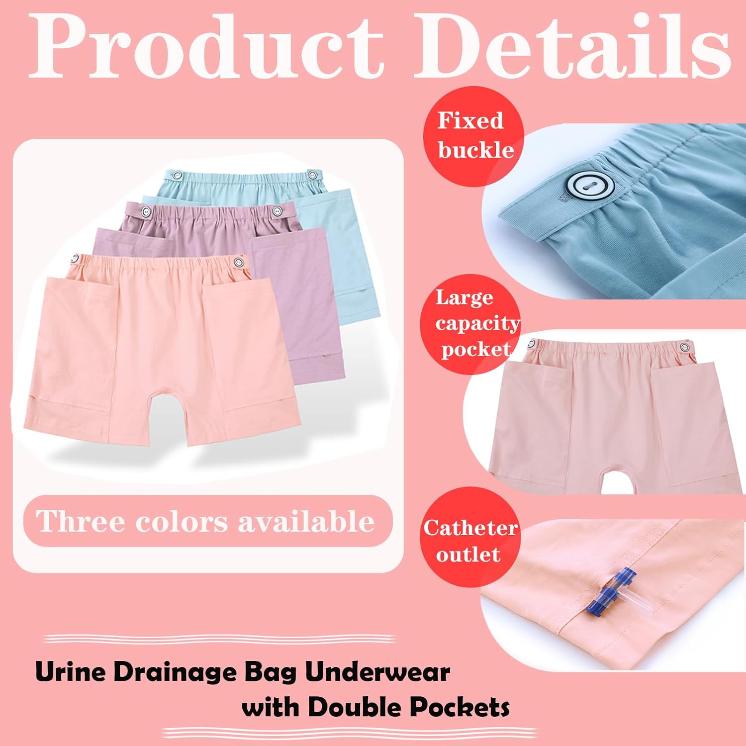 new type of urine bag pants,underwear urine bag pants for elderly,urine drainage bag underwear,nephrostomy bag pants for abdominal surgeries patient pink large