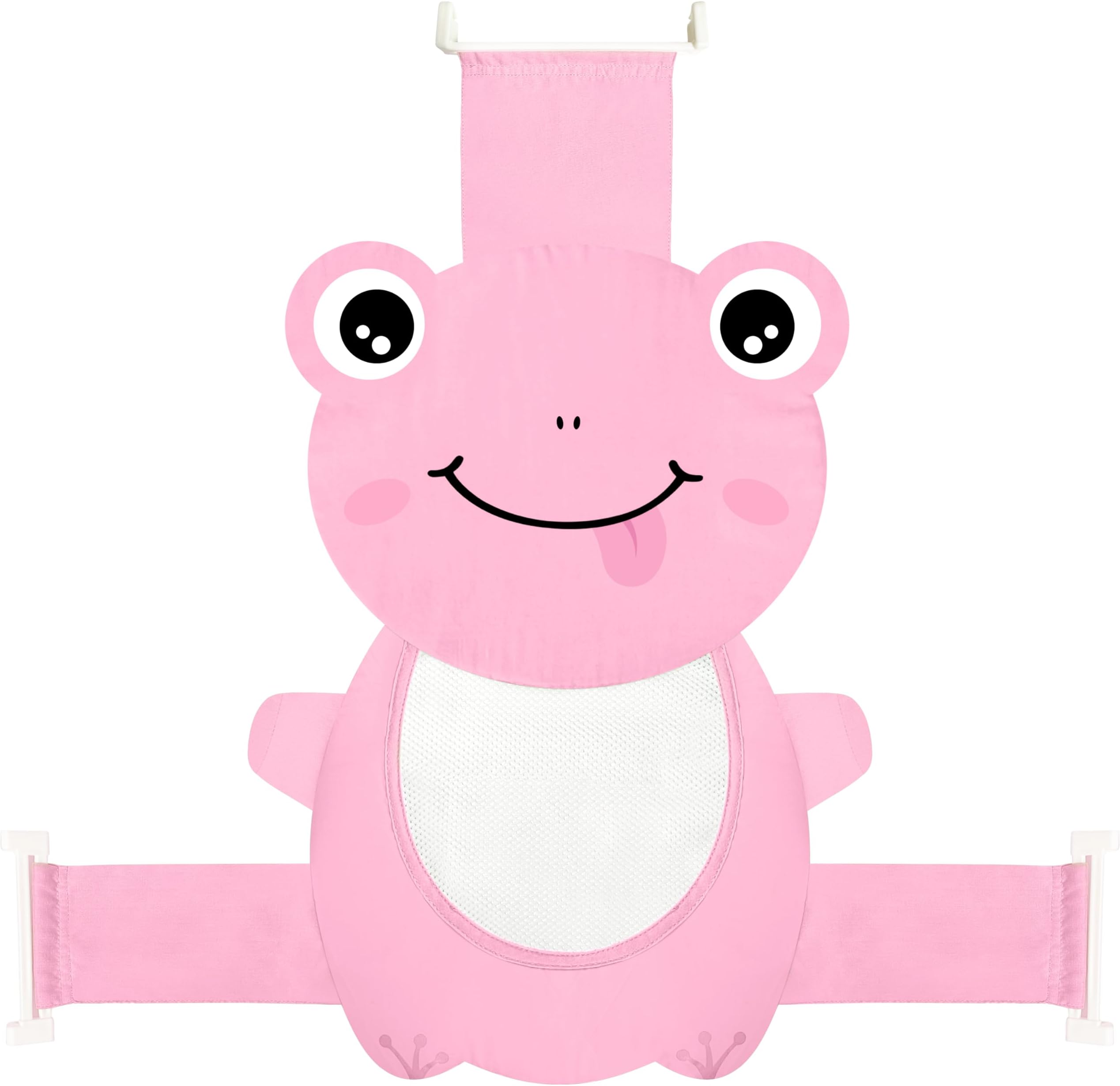 Baby Bath Seat Support Net, Quick Drying, Adjustable, Comfortable, Non-Slip, Infant Bathtub Sling Shower Mesh for a Tub, Soft Newborn Bath Mat (Deep Pink Frog)