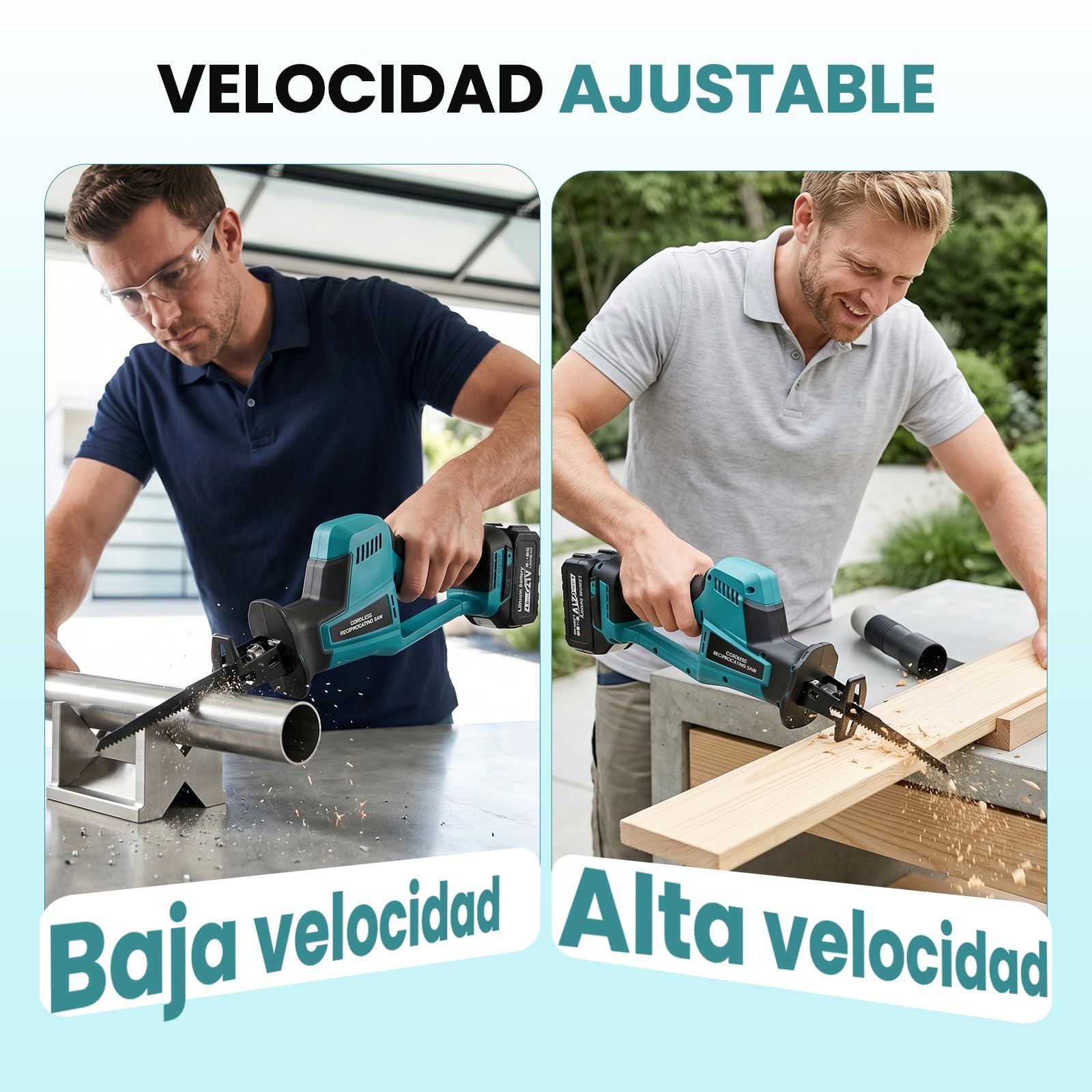 Sierra Sable Inalámbrica con 2 Baterías 4.0Ah, Sierra Sable Bateria con Motor Brushless 3100 SPM, Carrera de 22 mm, Velocidad Variable, 4 Hojas, Luz LED, Maletín y Cargador para Madera, Metal y PVC