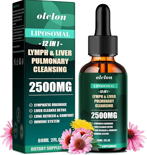 Liposomal Lymph-Liver-Lung Cleanse Detox & Repair 2500mg - Lymphatic Drainage Drops Supplements - Immune System Support with Mullein Echinacea Milk Thistle - Sugar Free - Non-GMO - 2 Fl Oz