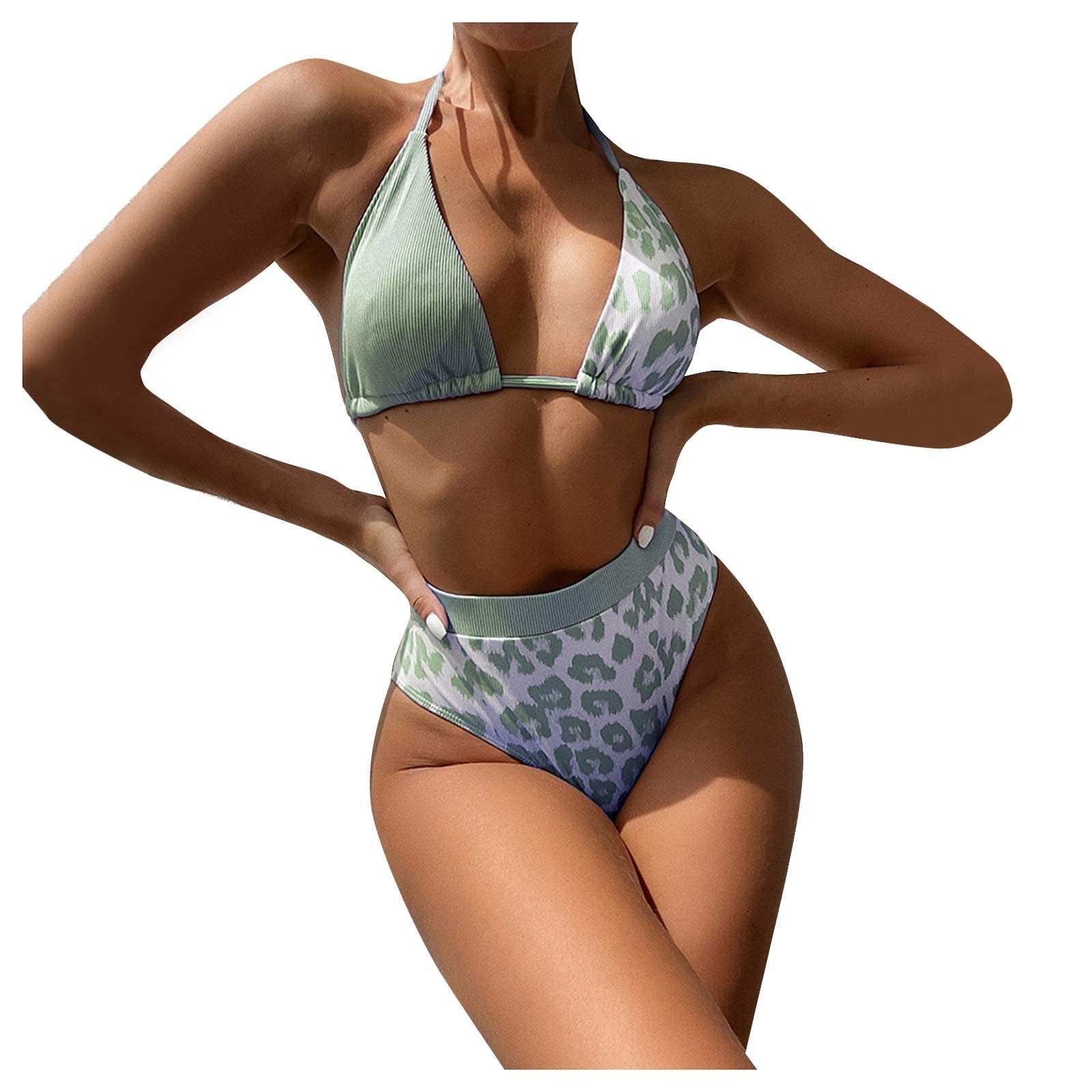 GIANTHONG Bikini Sets for Women,Color Plus Size Beach Swimsuit No Steel Support Strap Backless Vacation Swimsuit s