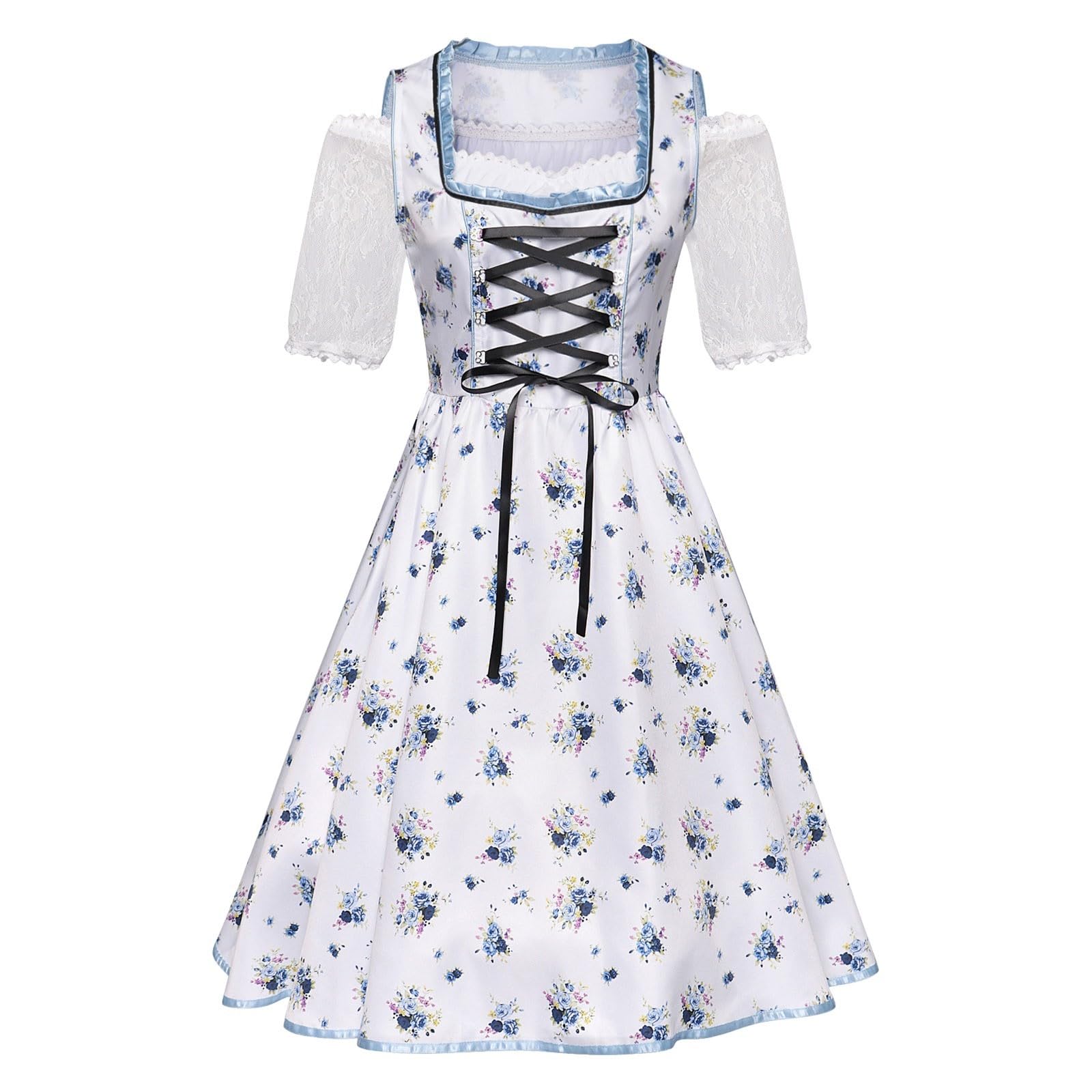 Generisch Dirndl Damen Midi Trachtenkleid 3 Teilig Zoro Cosplay Kostüm Kinder Jungen Damen 3-teiliges Trachtenkleid Schürze Bluse Midi Oktoberfest Verkleidung Bayerisches Karnevalskostüm