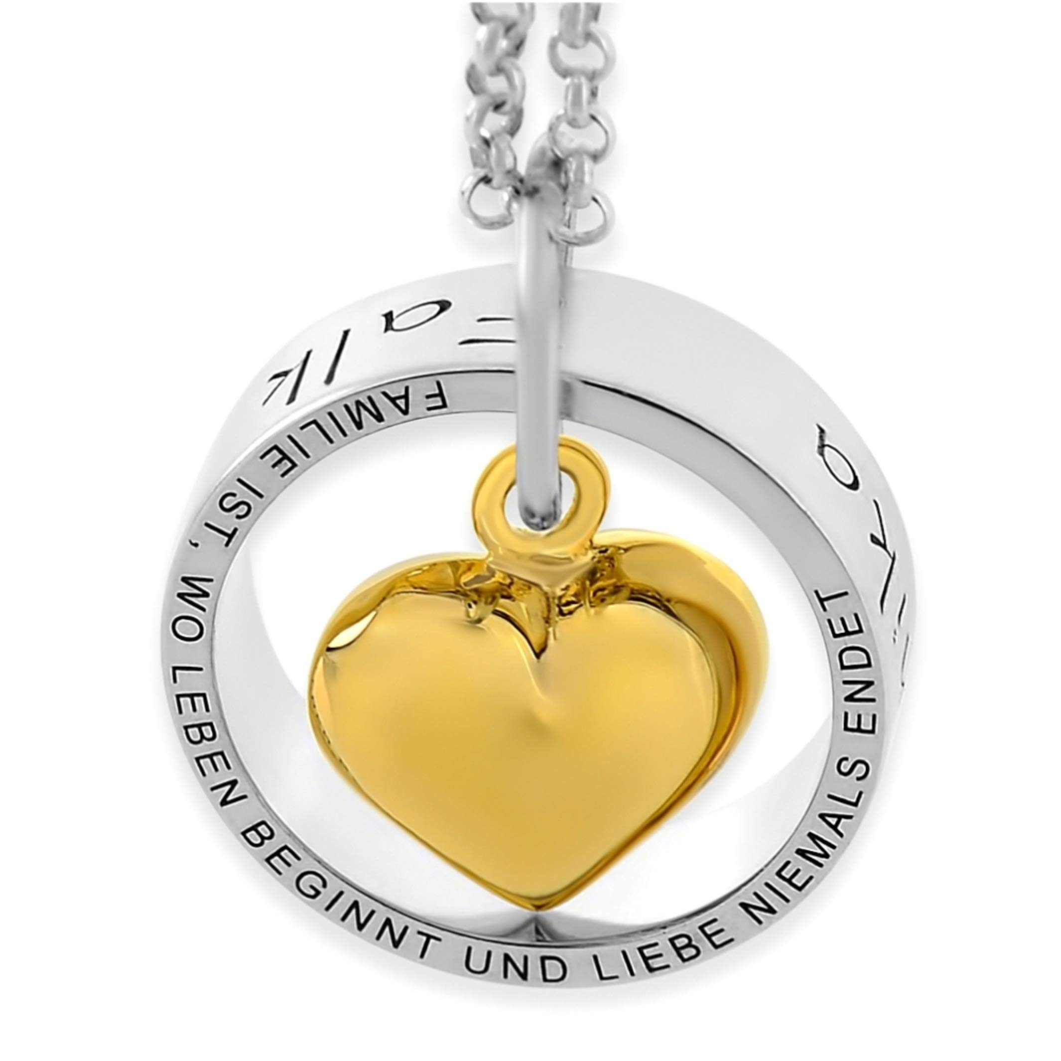 Namenskette Familie Schmuck mit Gravur Familienkette mit Spruch Familie ist 925 Silber Herzkette mit Namen für Mama Oma zum Muttertag | HANDMADE IN GERMANY