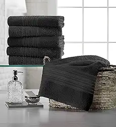 Kit 4 Toalhas de Rosto 100% Algodão Academi a Salão Beleza Lavabo Tam 65x40 cm -280 gr/m2 - TEKA Coleção Escala Belleza Branca ou Preta (Preta)