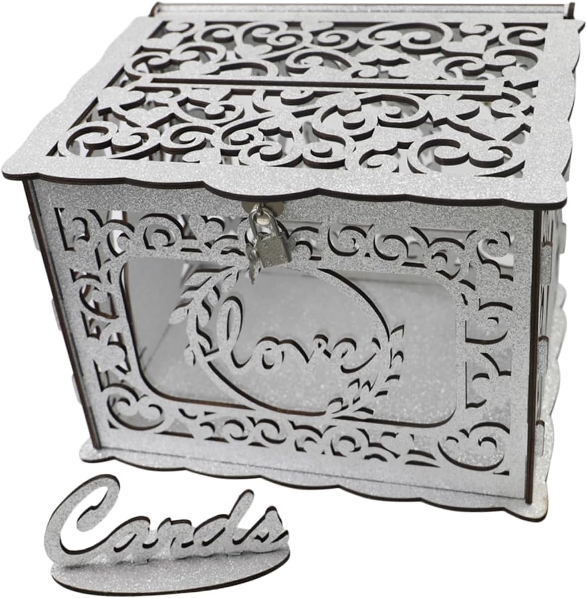 CHILDWEET 1set Wooden Card Box for Weddings Graduations Parties Elegant Hollow Design for Collecting Cards Envelopes Wishes Rustic Decor for Reception Special Events