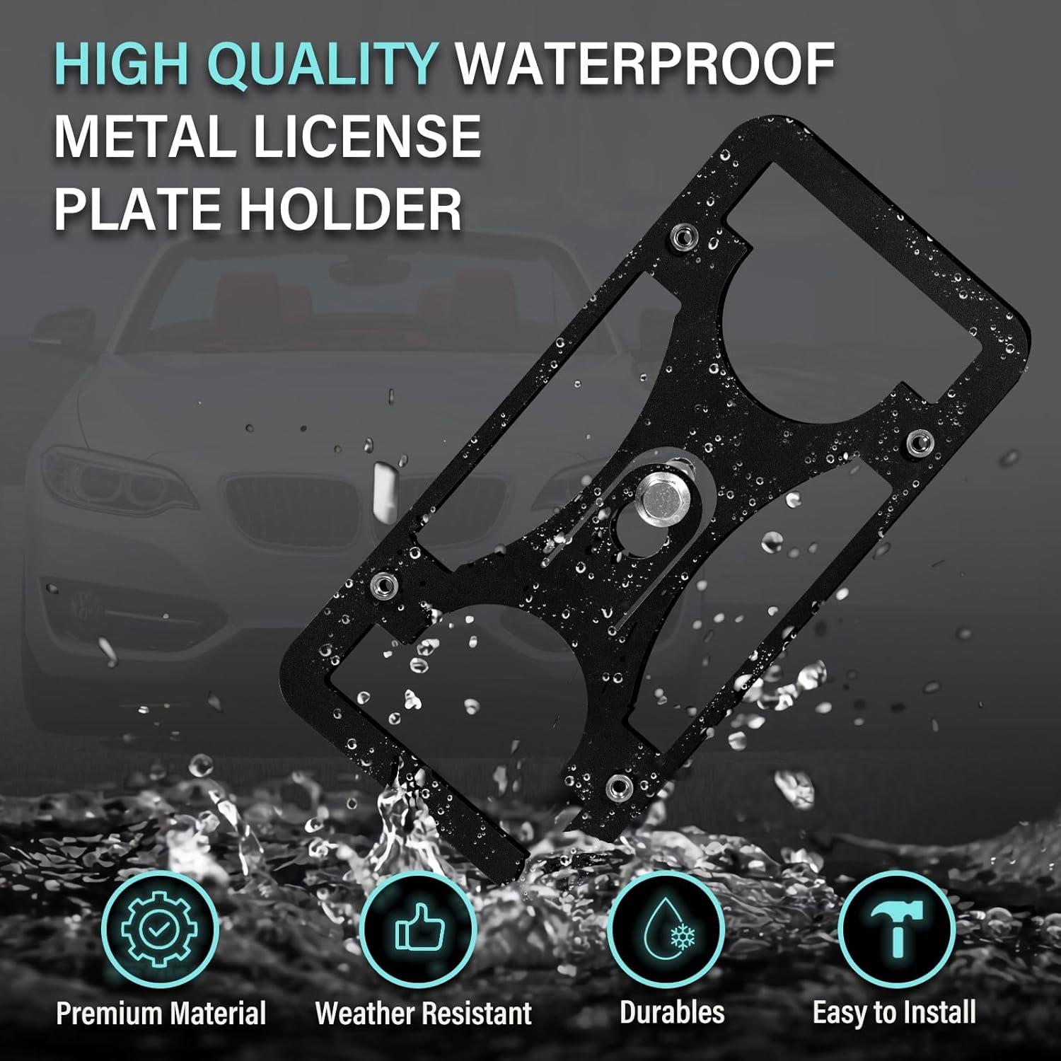 Front License Plate Holder Compatible with BMW 4 Series and i4 2020-2025 Front Bumper Tow Hook License Plate Mounting Bracket Holder No Drill License Plate Frames Car Accessories Kit