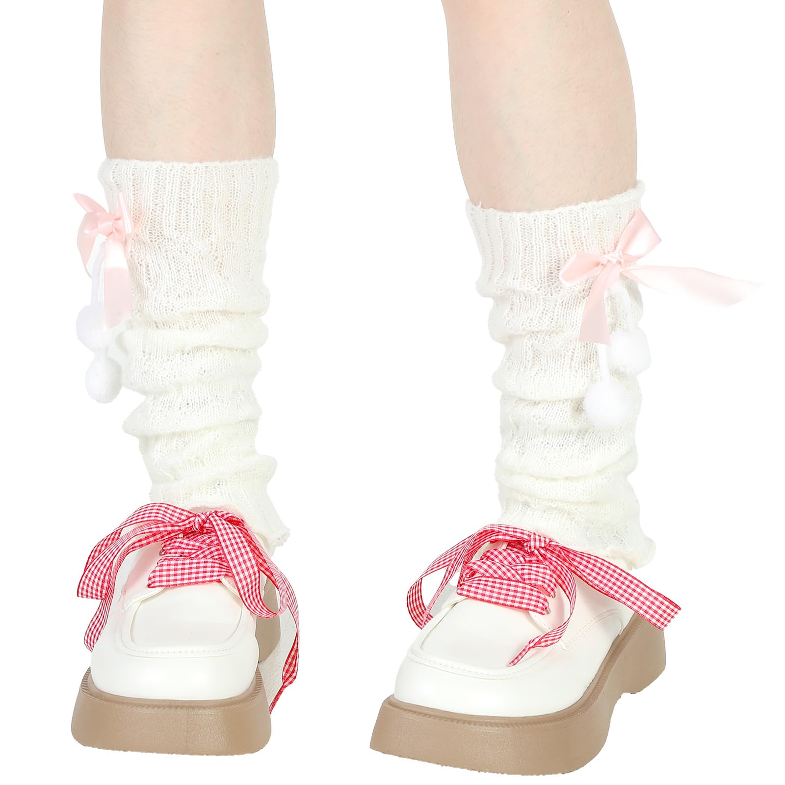 Leg Warmers Y2k Kawaii Lolita Clothes Comfortable White Leg Warmers for Women Girls Thigh High Legs for 80s