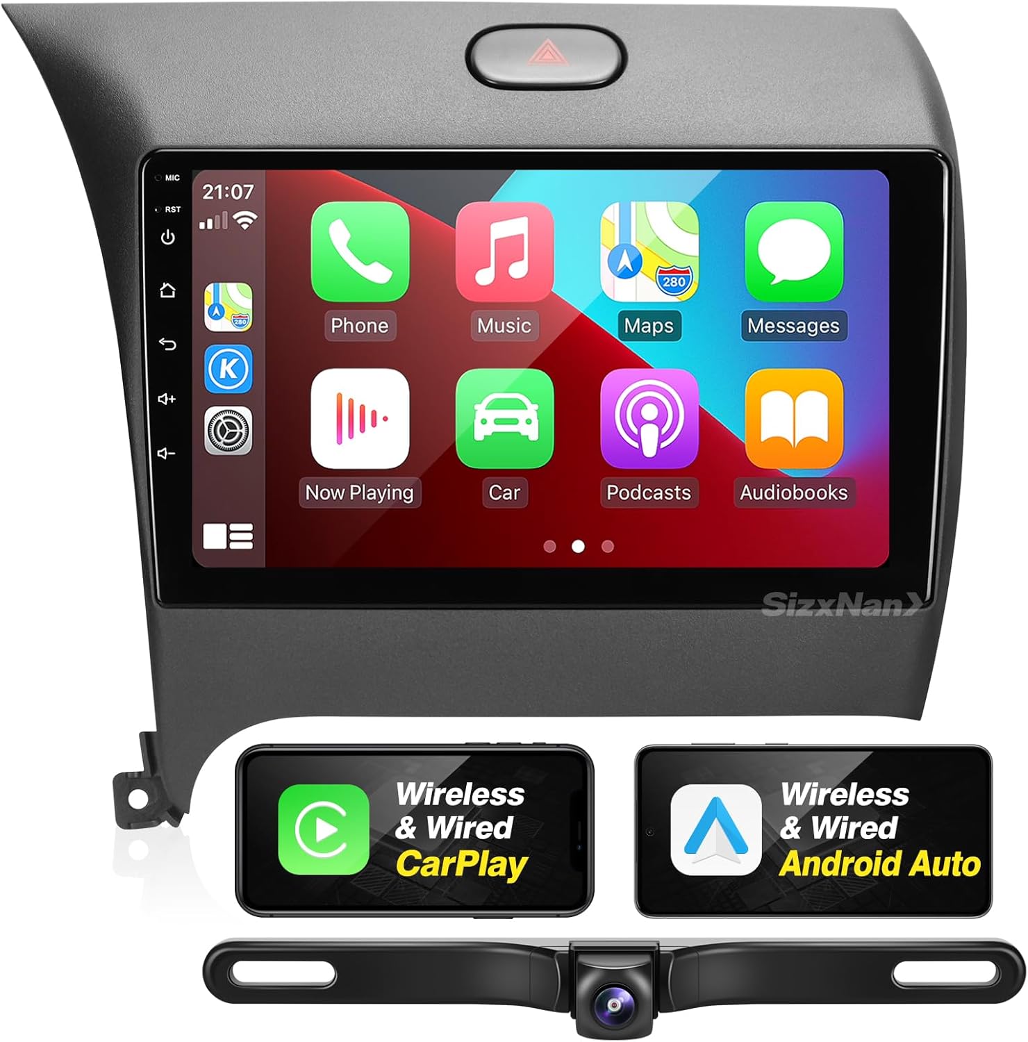 for KIA Forte Android Radio Compatible with Wireless Carplay Android Auto,Car Stereo Bluetooth Navigation GPS WiFi FM/AM WiFi Multimedia Player 8Core Touchscreen Head Unit (Forte 2013-2017)