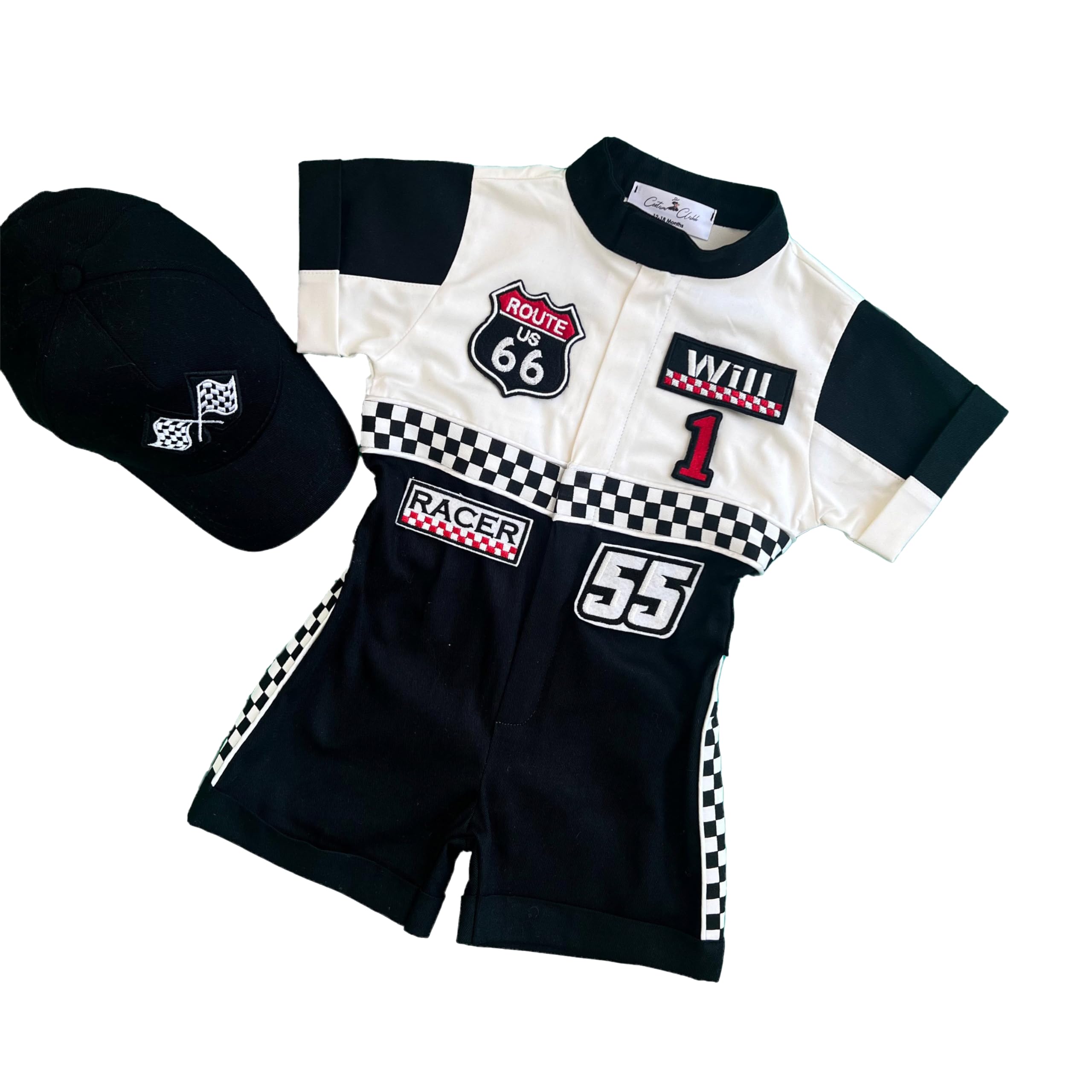 Costumes Club Personalized Handmade Race Car Driver Costume for Toddlers (5T, Black & White) — image 1