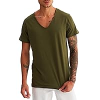 Leif Nelson LN6280 Maglietta Uomo con Scollo a V – T‑Shirt Estiva in Cotone