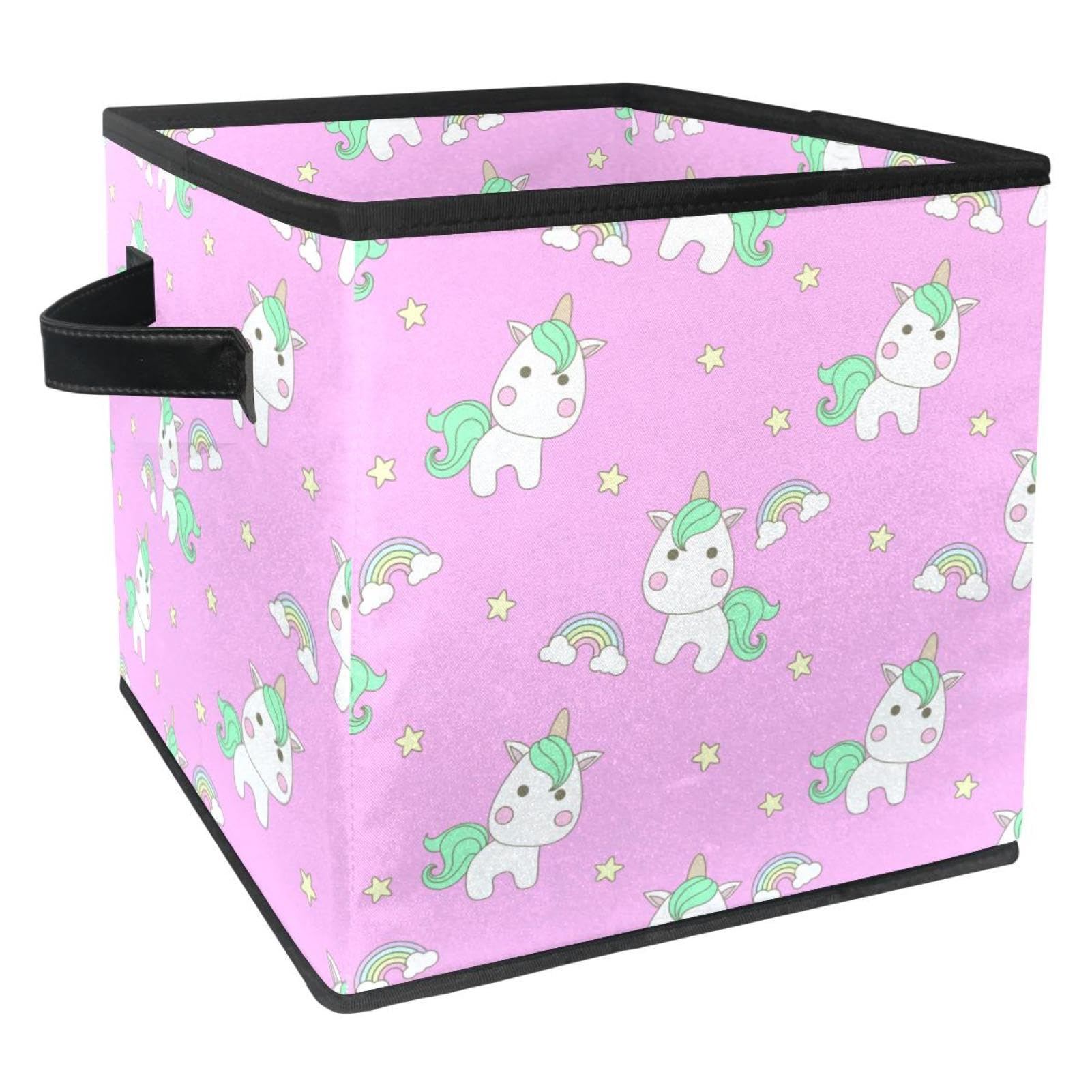 Boîte de rangement en tissu pliable motif licorne pour placard