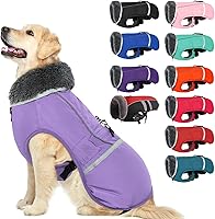 Vista 11 de QBLEEV Abrigo cálido para perro, chaqueta de invierno reflectante, impermeable, resistente al viento, ropa de cuello alto para perro para clima