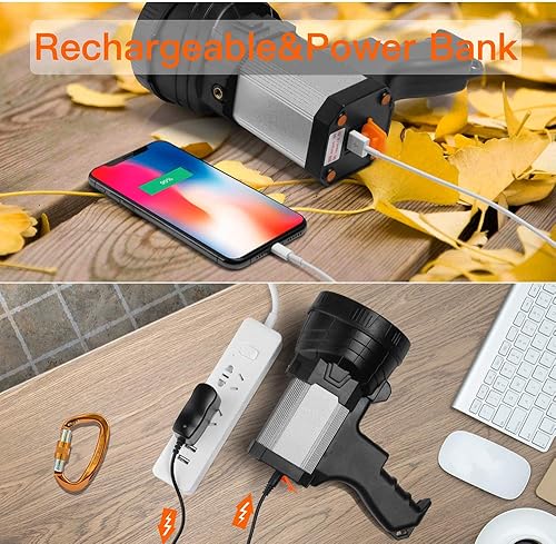 Miniatura 10 de BUYSIGHT - Foco, linterna de foco grande de mano 6000 lúmenes. linterna de alto nivel de lúmenes, luz lateral ligera y súper brillante, linterna de