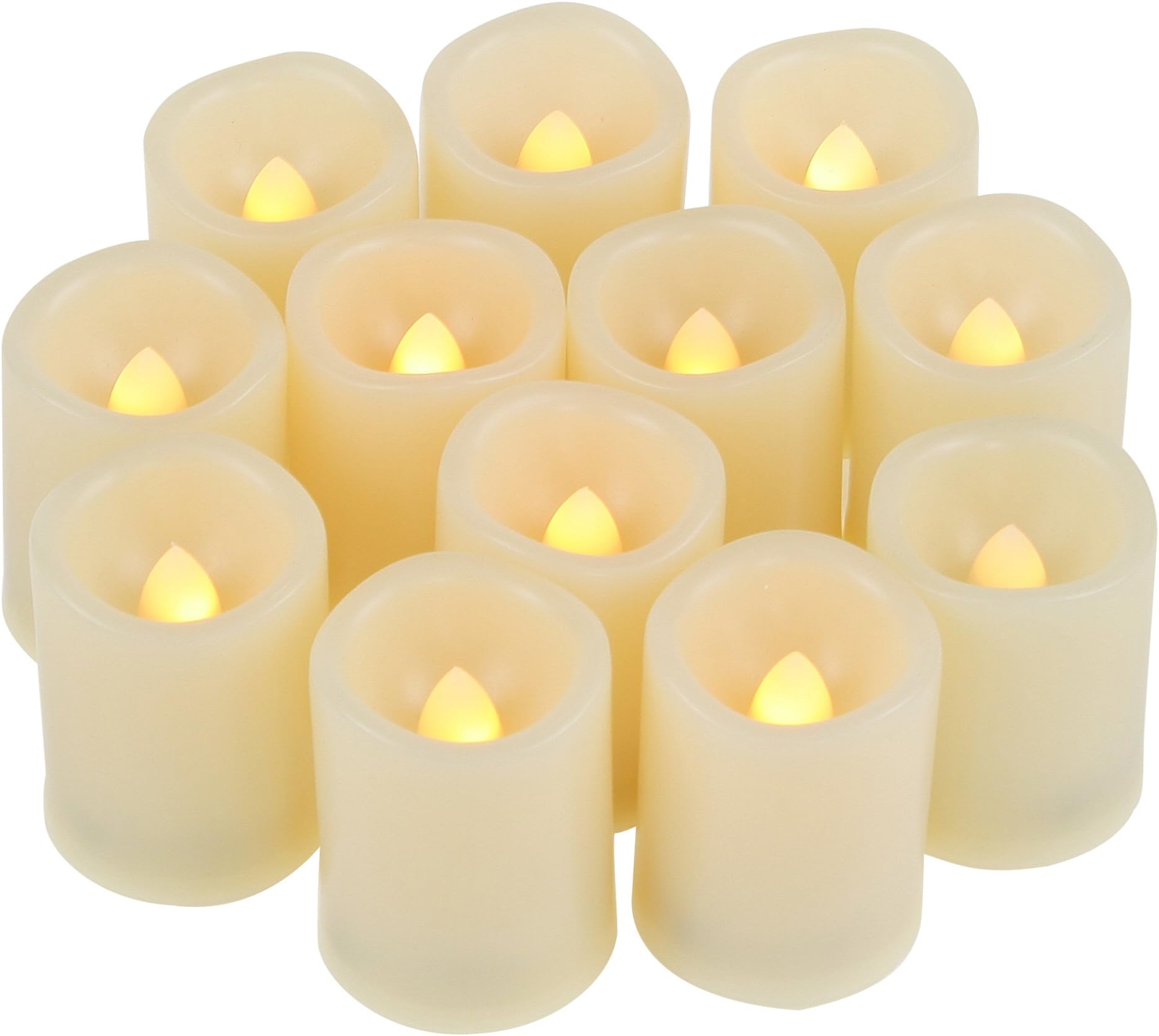 CANDLE CHOICE Battery Operated Flameless Votive Candles with Auto Timer Realistic Flickering Fake Tall Electric LED Tea Lights Set Wedding Halloween Christmas Decorations Batteries Included 12 PCS