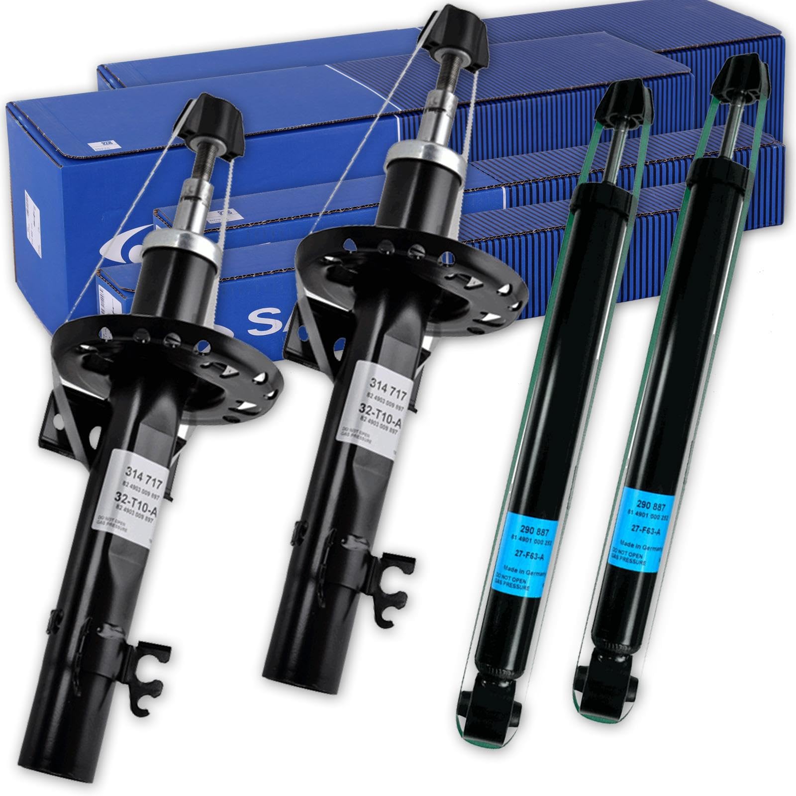 4x Sachs Stossdämpfer Va/Ha | 300032+290887 für Polo 9N + Ibiza Cordoba + Fabia