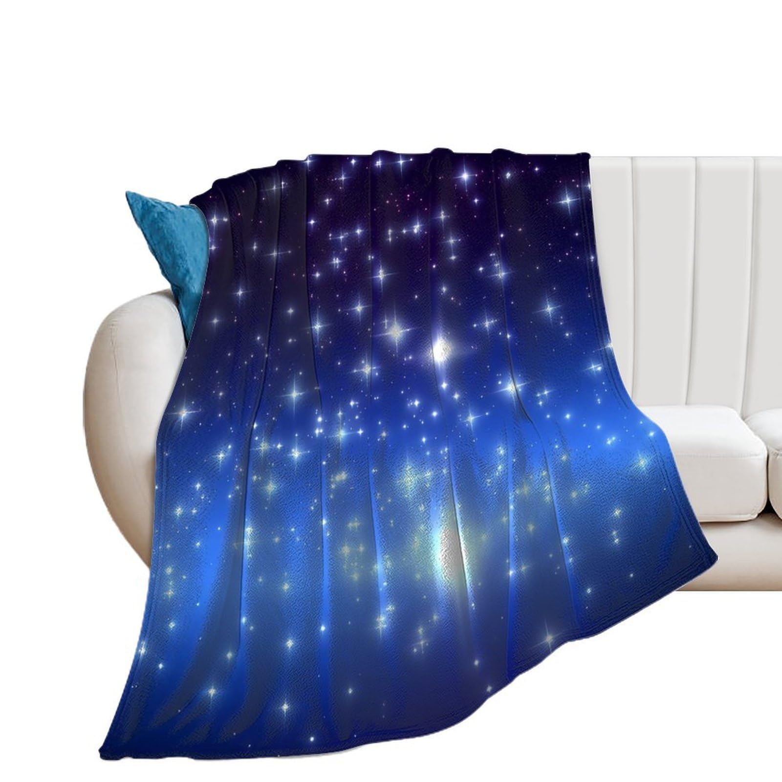 Couverture flanelle étoiles lumineuses en fibre anti-boulochage durable