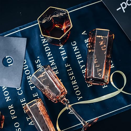 Miniatura 10 de EVEREST GLOBAL Vaso de vino vintage soplado a mano con borde dorado de 8.45 onzas para tu bar en casa, regalo ideal para amigos y familiares