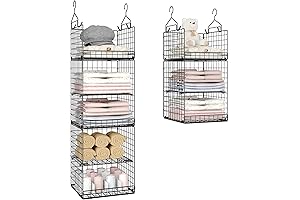 5 Tier Expandable Hanging Closet Organizer Space Saving Wire Storage Shelving Shelves for Wardrobe Closet