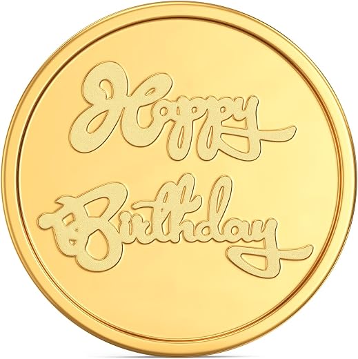 Joyalukkas 22K (916) Purity Gold Coin | Yellow Color | Round Shape | Happy Birthday Design.