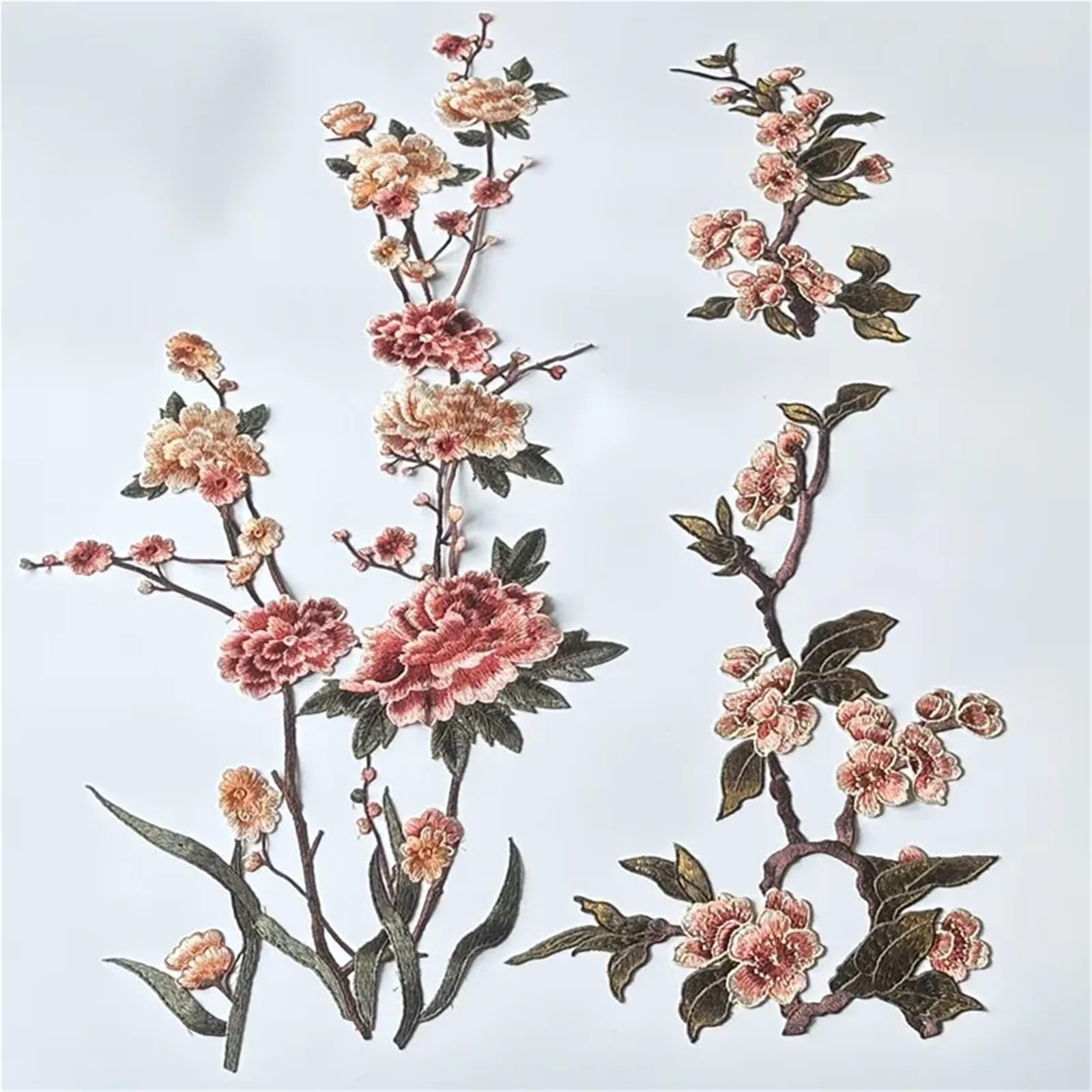 Applique, toppa ricamata, a fiori grandi da cucire su vestiti, cappotto, abito, accessorio, decorazione for tessuti con applicazioni floreali, di prugno fai te(L)