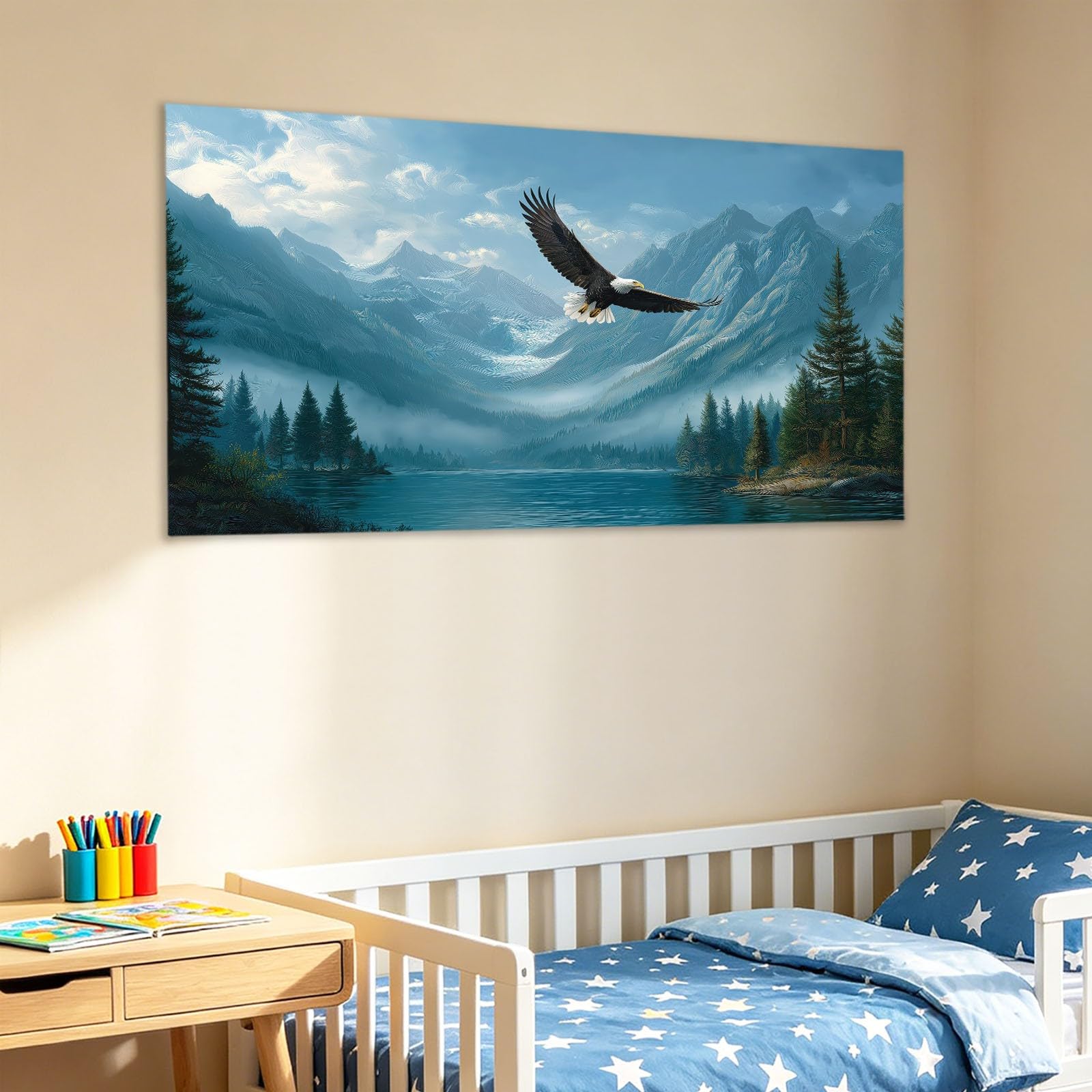 Zwierzę, bielik, obrazy ścienne do salonu, 120 l x 80 W, naturalny śnieg, płótno, dekoracja ścienna, Aesthetic, sypialnia, łazienka, biuro, jadalnia, korytarz, kuchnia, dekoracja pokoju