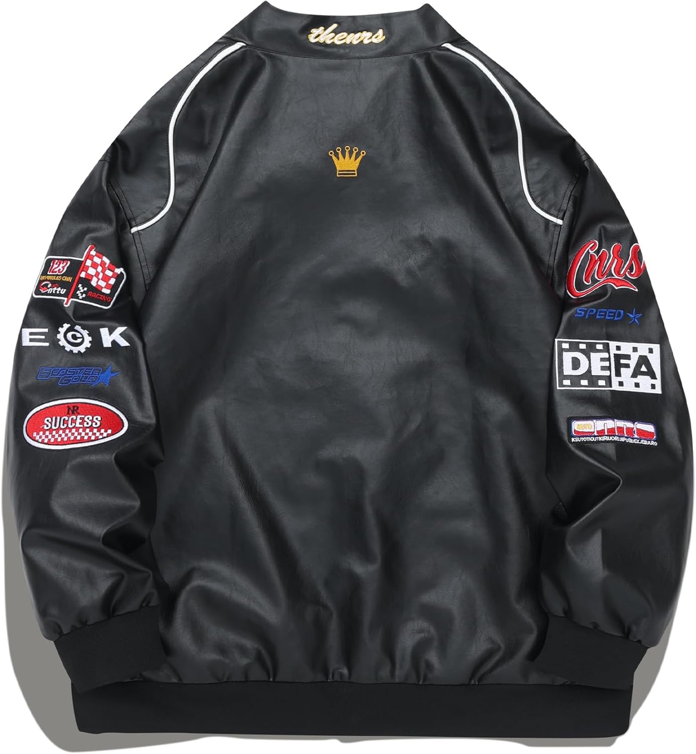 Vamtac Faux Leather Motocross Jackets Oversized Vintage Racing Varsity Bomber Coat Men Trendy Streetwear - Image 5