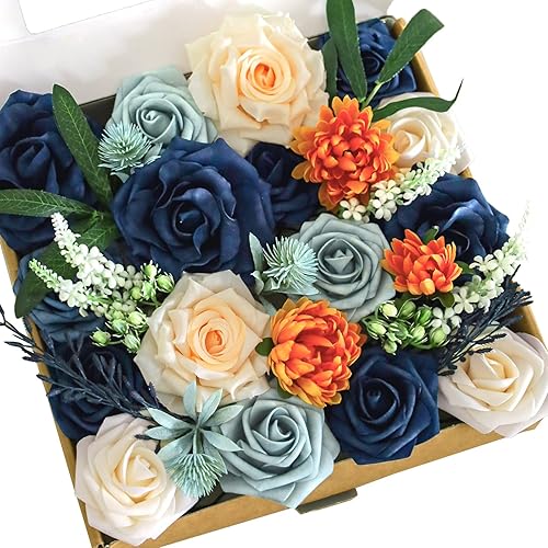 Lookein Flores artificiales para decoración de boda, ramo de novia, centros de mesa, guirnaldas de flores, coronas, arco de pasillo, decoración de