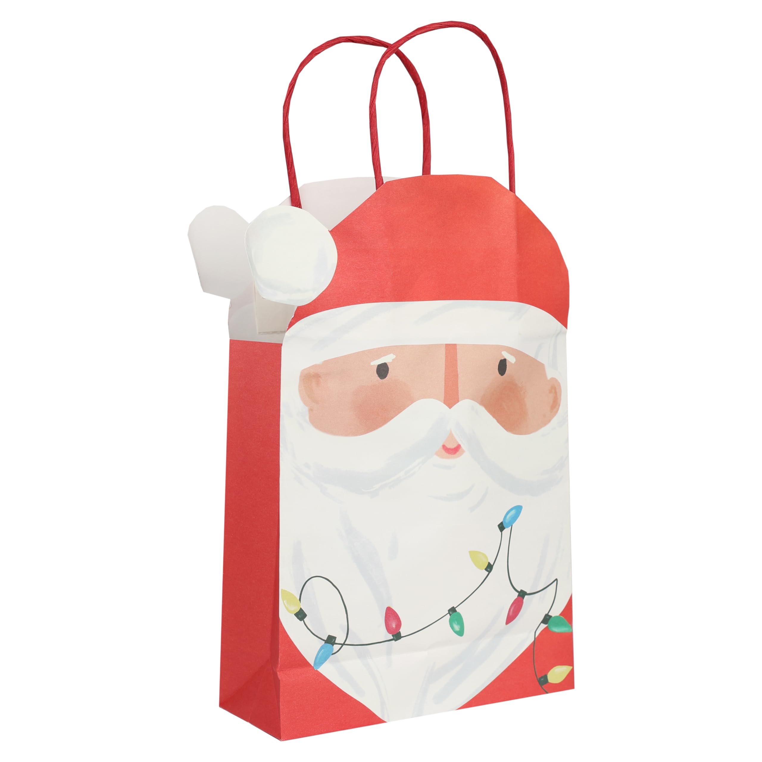 Talking Tables 8 x Santa Shaped Paper Gift Bags with Strong Handles for Presents 100% Recyclable Christmas Treat Bags ideal for Party Fillers and Party Favours – Festive Santa Design 18cm