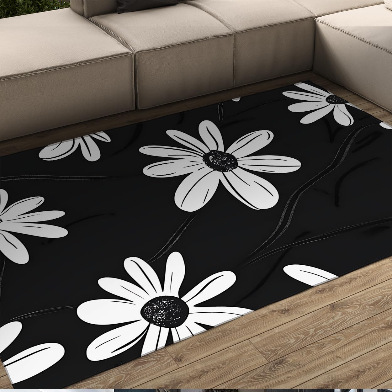 Tapis minimaliste floral pour salon et décoration de chambre