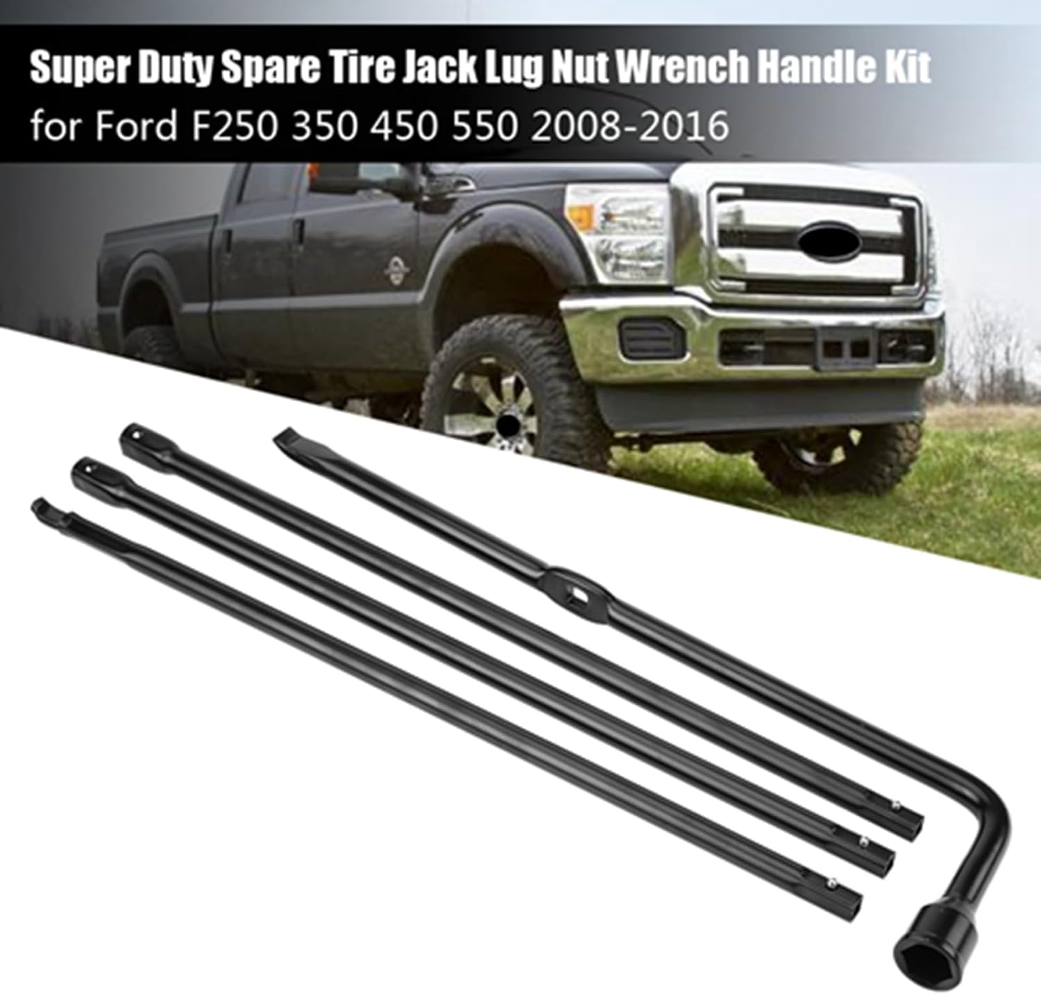 Qiilu L Shape Tire Lug Wrench Repair Tool for Ford F-450 F-550 Super Duty 2008-2016, Iron Material, 20in