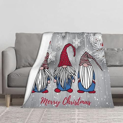 Miniatura 10 de JOOCAR Manta de Navidad a cuadros de búfalo rojo, manta de gnomo de Navidad para picnic, camping, viajes, ligera, mullida, acogedora, para sala de