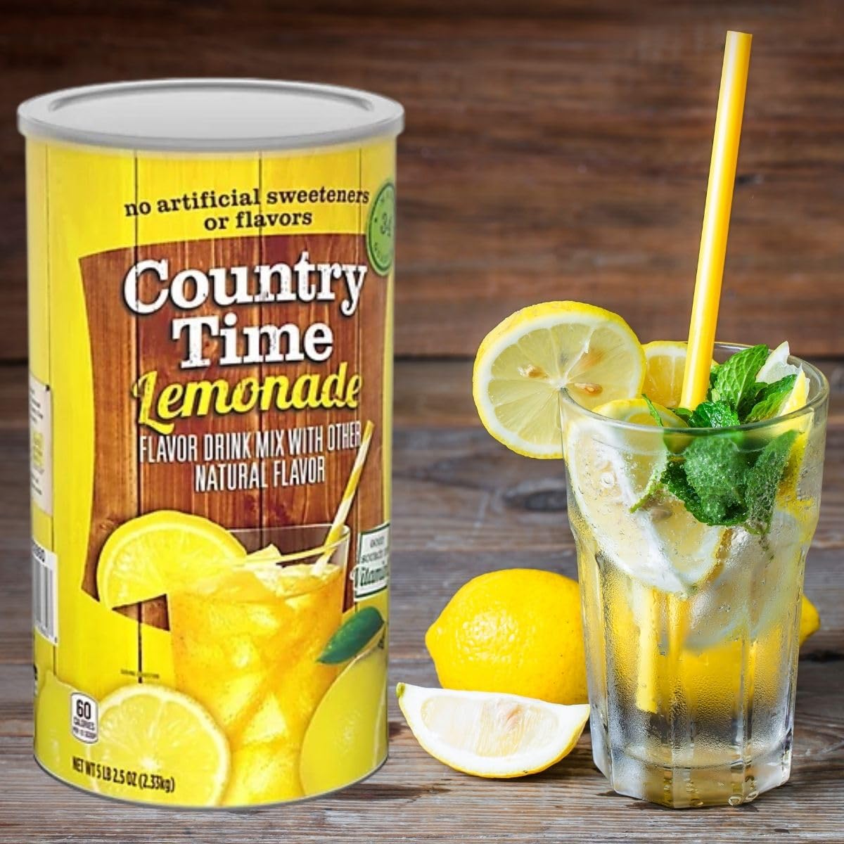 Global Basics Country Time Lemonade Mix Variety | Classic Lemonade and Pink Lemonade Flavors Included | Pack of Two 82.5 oz Canisters - 165 oz TOTAL | Includes A Global Basics Reusable Straw Set!