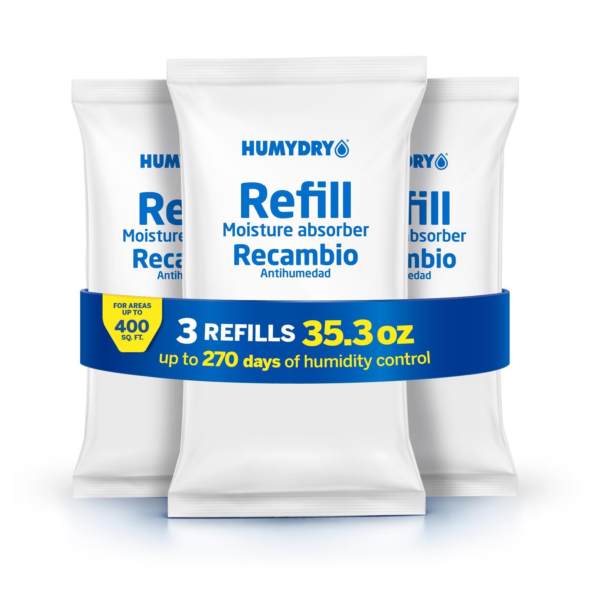 HUMYDRY Moisture Absorber Refills for 35.3oz Dehumidifier, Unscented 3-Pack