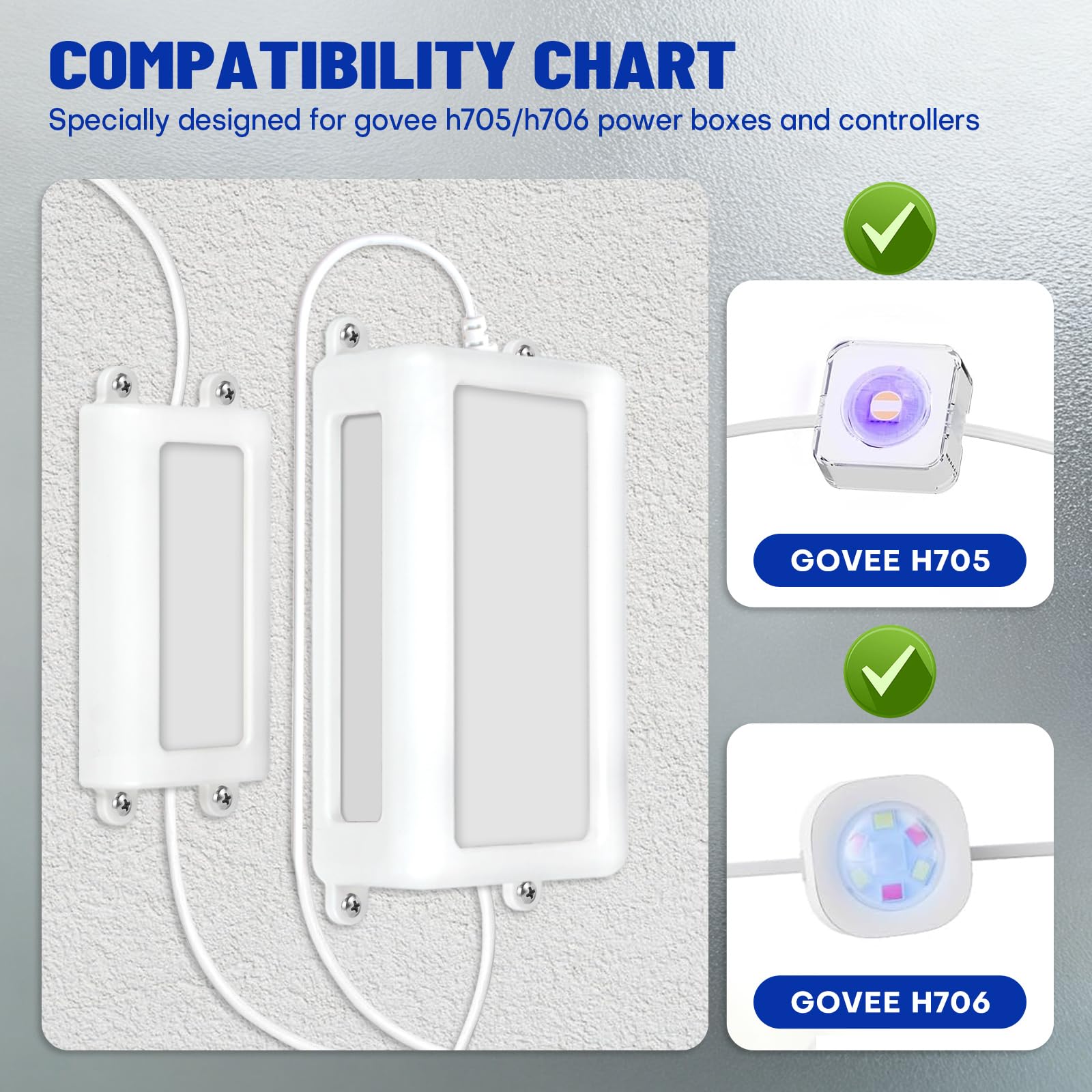 Fit for Govee H705 / H706 Light Controller Bracket & Power Bracket Set, Wall Mount Compatible with Govee Control Box and Power Adapter, Pro Model/Regular Version — Amazon image 3