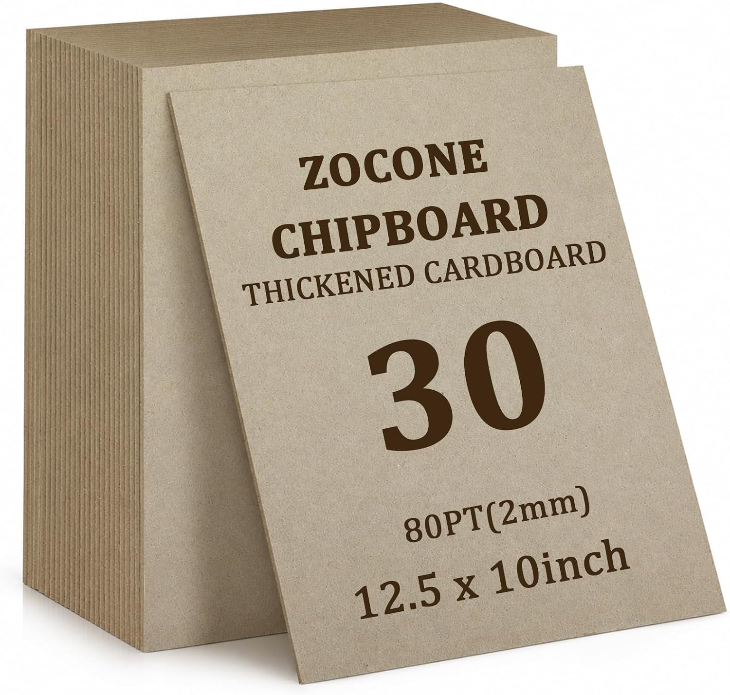 ZOCONE 30 Pack 11 x 8.5 Inch Chipboard Sheets, 2mm 80 PT Thick Book Board and Chipboard for Book Binding, Heavy Duty Bookbinding Supplies for Box Making, Photo Backing and DIY Crafts