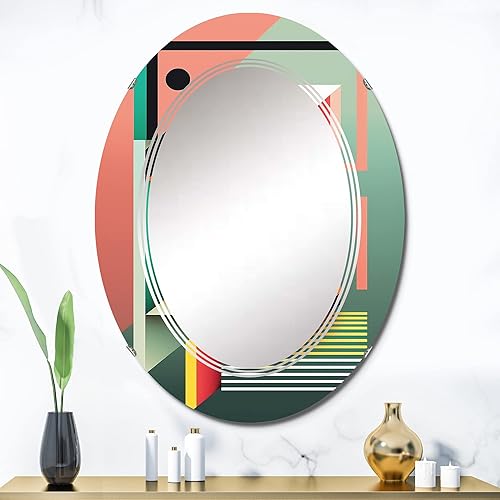 Miniatura 2 de Retro Elementary Geometrics VI - Espejo de tocador, espejos de baño, espejos de pared para sala de estar, dormitorio, espejo ovalado, grande, 20 x