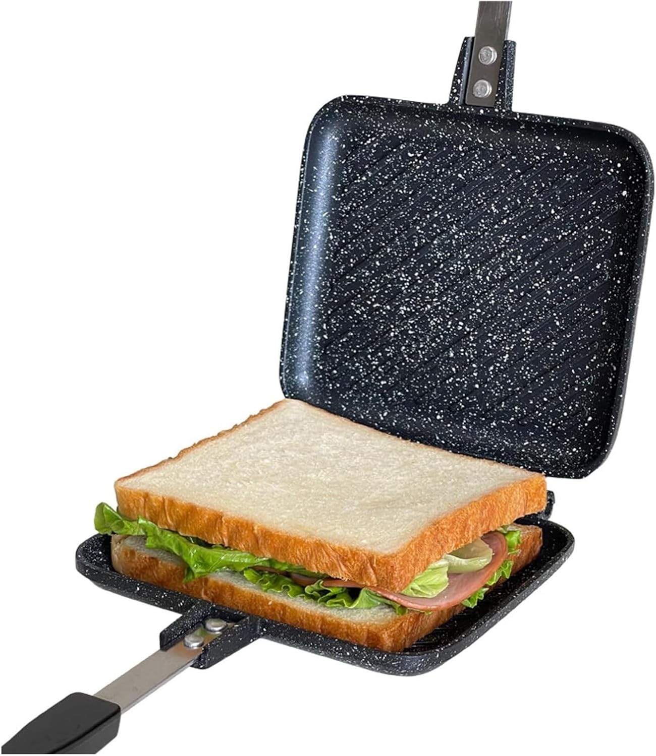 Double Sided Sandwich Maker, Aluminium Alloy Panini Press for Naan Bread, Pancakes, French Toast, Efficient Baking with Non-Stick Coating, Even Heat Distribution