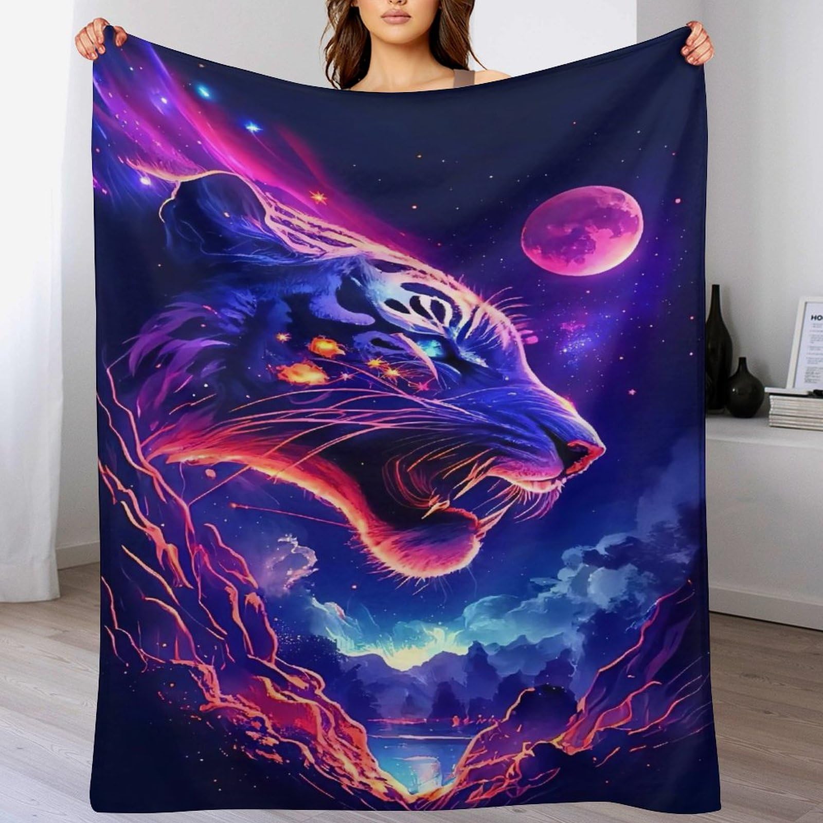 Couverture tigre en flannel douce pour réchauffer vos soirées cocooning sur le canapé 130x150cm